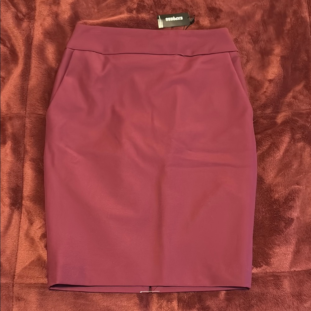 Express Purple Pencil Skirt Knee-Length Work